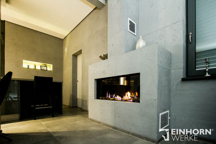 betonoptik Kamin in grau tönen, edel und puristisch zugleich
