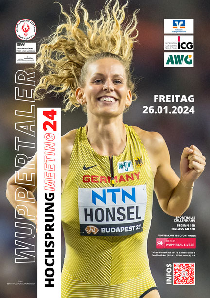 Christina Honsel auf dem Plakat zum Wuppertaler Hochsprungmeeting 2024