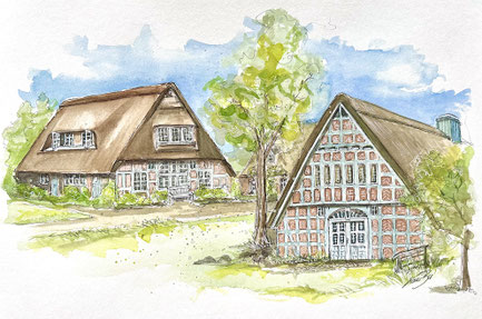 Haus im Schluh/ Urban Sketching by karibudesign