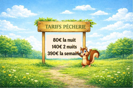 tarif camping pour la pêcherie, accueil vélo pas cher