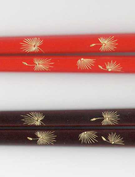 輪島塗箸 桐箱二膳入 手彫飛花沈金】 - 創作漆器 金沢わこう