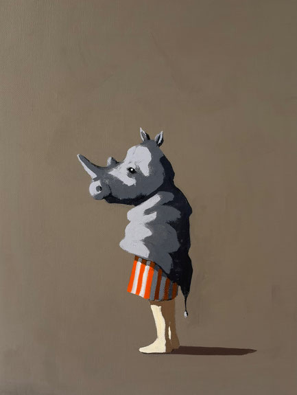 rhino - Acryl auf Leinwand, 40x30cm, 2026