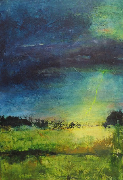 " Wetterleuchten " , Acryl auf Leinwand , 50x70 cm ,B362