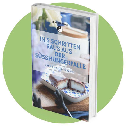 grüne Fläche mit schwarzer Schrift. Obere Bildhälfte: Laptop mit einem Bild von Pfannkuchen, gestapelt auf weißer Tischdecke. Titel: Frühstücksliebe