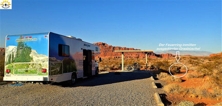 Der Atlatl Rock Campground im Valley of Fire.