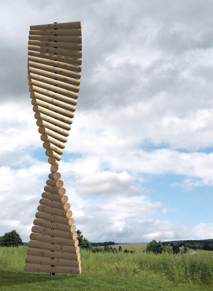 Wettbewerbsbeitrag "Holztwist" von © Daniel Böttcher 2022 - Entwurf „NaturKunstBlicke am Panoramaring Frauenwald“, Thüringer Wald