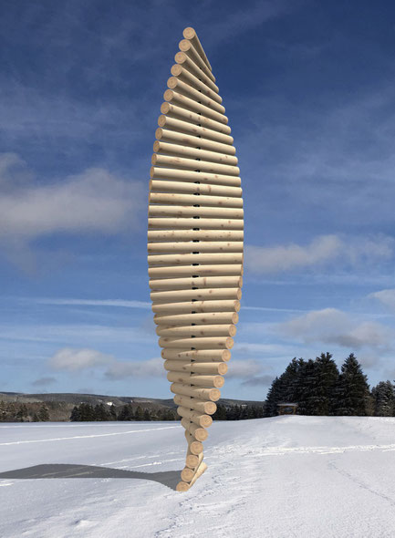 Wettbewerbsbeitrag "Holztwist" von © Daniel Böttcher 2022 - Entwurf „NaturKunstBlicke am Panoramaring Frauenwald“, Thüringer Wald