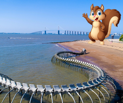 photo su serpent d'océan de Saint Brévin Les Pins et du pont de saint Nazaire, proche du camping le pas du gu