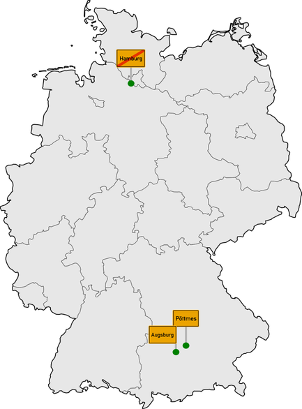 Hamburg nach Augsburg Umzug Deutschlandkarte