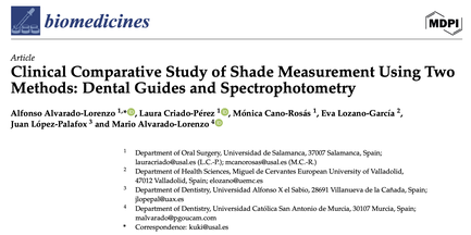 A. Alvarado-Lorenzo et al. Clinical Comparative Study of Shade Measurement Using Two Methods: Dental Guides and Spectrophotometry. Biomedicines 12. 825, 2024.