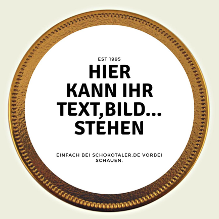 Schokoladenmünze mit Logo und Sticker individuallisiert. 
