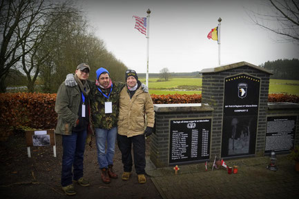 Shane, Matthew and Chris next to the new monument