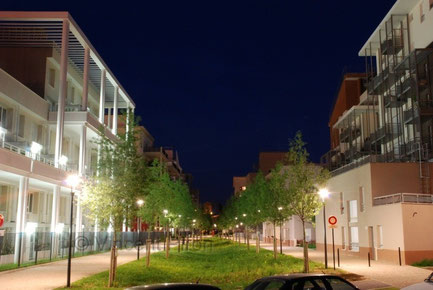 Photo de nuit - éco quartier Les temps durables
