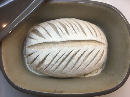 Brotlaib vor dem backen im Ofenmeister von Pampered Chef