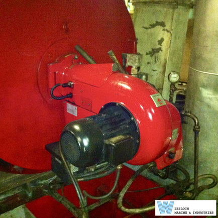 Weishaupt RMS8 ZMD modulating heavy oil burner aboard a bunkering tanker.