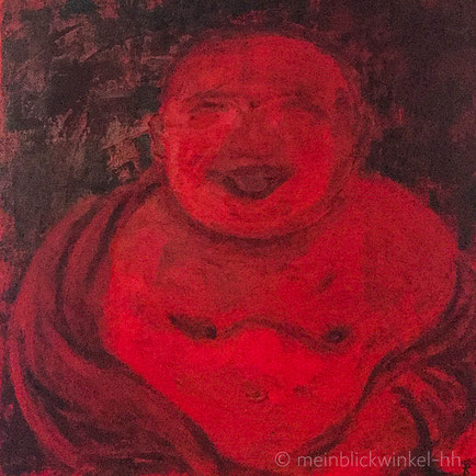 Buddha Ruhe rot Lachen Glück Gemälde Leinwand