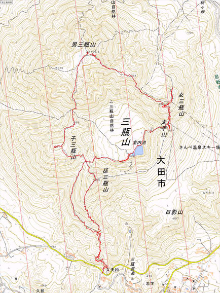 三瓶山ルート図