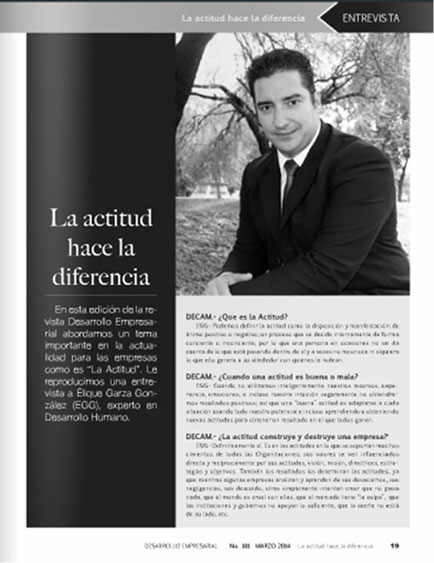 Entrevista con la revista Desarrollo Empresarial de Campeche sobre la importancia de las actitudes