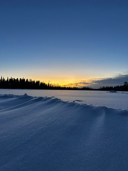 Ein Blick auf den Koirajärvi am kürzesten Tag 2024, es ist 14 Uhr