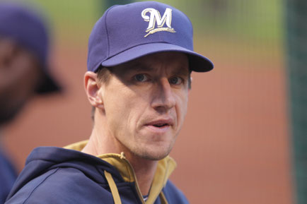 Nella foto Graig Counsell è alla sua quarta stagione con i Brewers portandoli quest'anno ai play-off. E' considerato grande interprete del nuovo corso per la sua grande attenzione al dipartimento analisi (Photo by Bill Greenblatt/UPI)