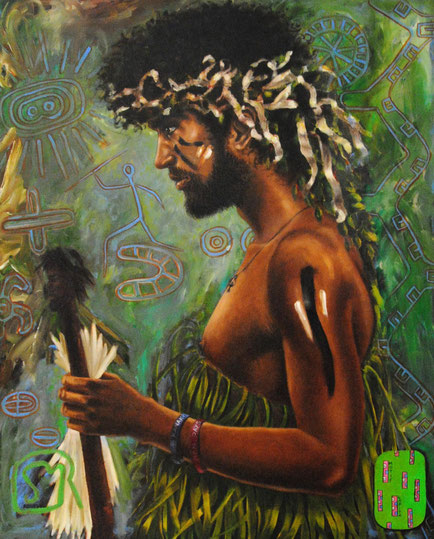 peinture-kanak-danseur-pilou-melanesie-nouvelle-caledonie-sylvie-roussel-meric-artiste