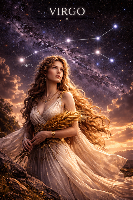 La femme à l'épi de blé sous sa constellation de la vierge