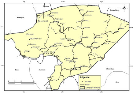 Carte de la Commune de Lembe-Yezoum