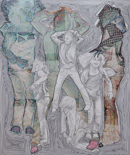 martha, 2012, 82x70 cm, foil, pencil, marker on carton