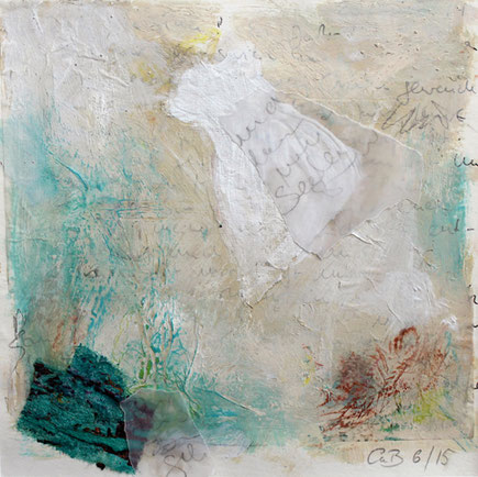 ... und dann meine Seele sei Weit II, Mischtechnik auf Papier, 20 x 20, 6/15