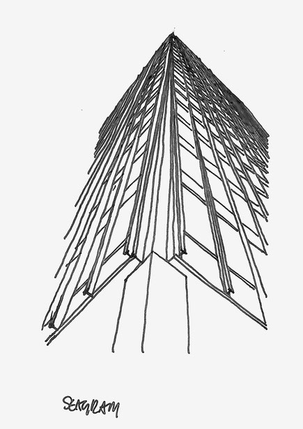 Seagram Building sketched by Heidi Mergl Architect