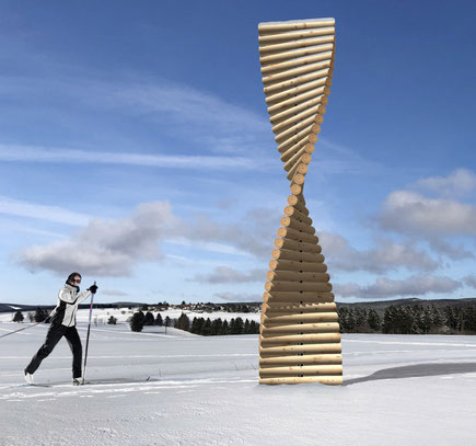 Wettbewerbsbeitrag "Holztwist" von © Daniel Böttcher 2022 - Entwurf „NaturKunstBlicke am Panoramaring Frauenwald“, Thüringer Wald
