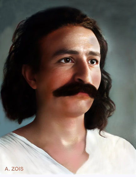 1927. Meher Baba in Ahmednagar, India. Image rendition by Anthony Zois.