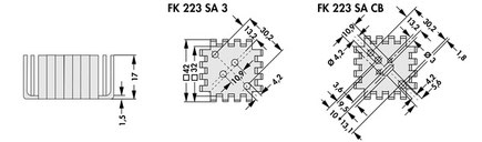 FK-223-SA-3 | 6.8 K/W | TO-3 | フィンガーシェイプヒートシンク| Fischer Elektronik