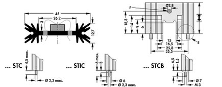 SK409-50,8STC Fischer 押出成形ヒートシンク 基板取付用