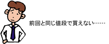 前回と同じ値段で買えない……
