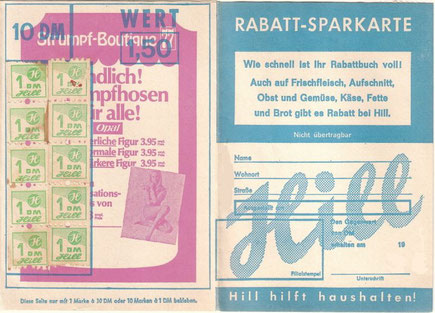 Rabattbuch der Firma Hill zum Einkleben von Rabattmarken
