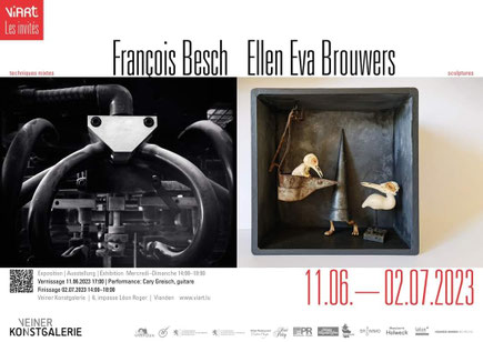 aankondiging expositie Ellen Eva brouwers en Francois Besch  Vianden galerie Ellen Brouwers