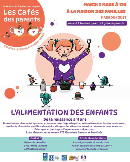 Affiche café des familles mars 2026 - Maubourguet - Alimentation des enfants