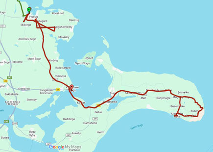 30.7.2025 - 100 km Strecke - Mont Klint Seeland/Dänemark