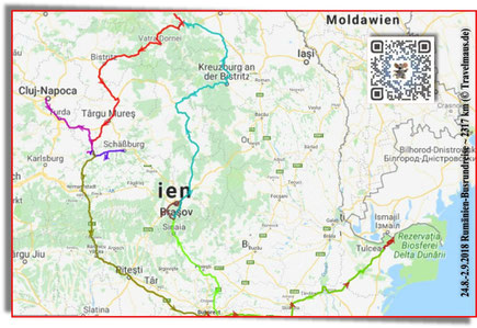 Rumänien-Busrundreise 24.8-2.9.2018 - 2317 km