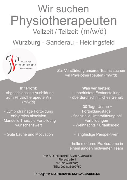 Physiotherapeuten (m/w/d) gesucht in Würzburg