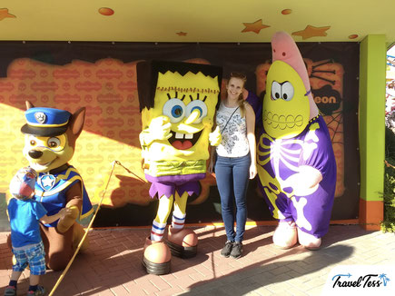 Op de foto met Spongebob en Patrick Ster
