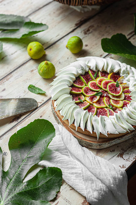 recette de tarte aux figues, compotée figues menthe et ganache montée vanill