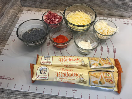 Zutaten für knusprige Blätterteigstangen