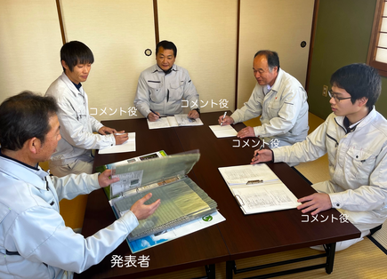 発表者・コメント役とグループ内で入れ替わり意見交換を行います