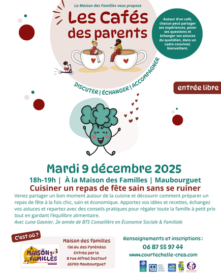 affiche café des parents court'echelle cuisiner un repas de fête équilibré sans se ruiner