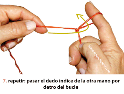 cordón tejido con los dedos