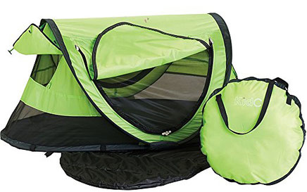 Fold up travel bed for toddler. This toddler travel tent fits in a suitcase.