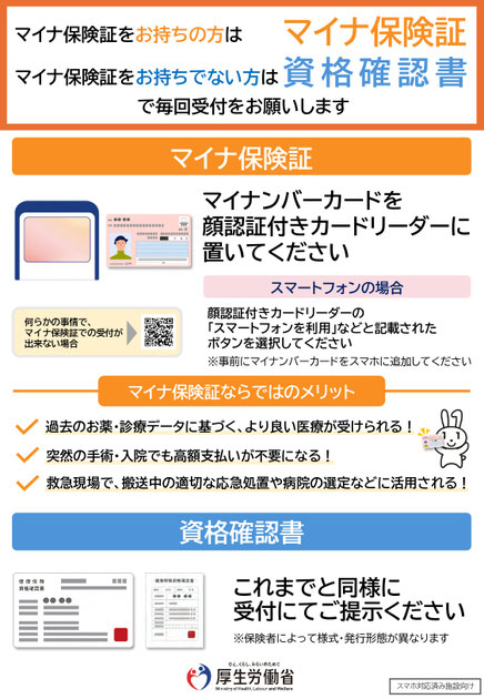 マイナ保険証と資格確認書の提示をお願いするポスター