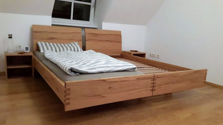 Stapelbett MAMBO - Kernbuche - freischwebend,  2 x 90er Breite